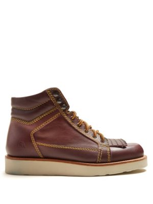 Jw Anderson - Contrast Stitch Leather Boots - Womens - Burgundy