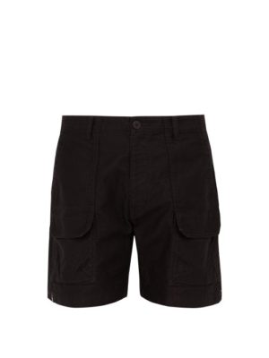 Snow Peak - Oversized Pocket Cotton Blend Shorts - Mens - Black