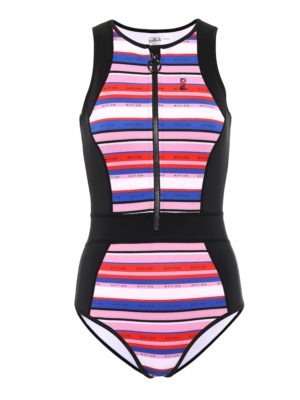 Striped one-piece swimsuit