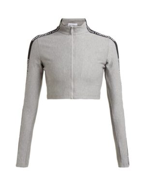 Paco Rabanne - Logo Jacquard Zip Through Jacket - Womens - Grey