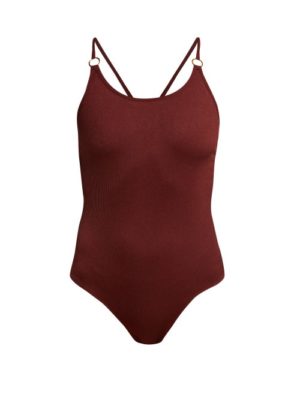 Pepper & Mayne - Margot Ribbed Bodysuit - Womens - Dark Red