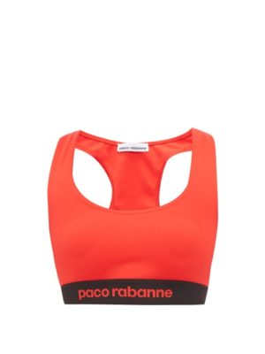 Paco Rabanne - Logo Jacquard Racerback Sports Bra - Womens - Red