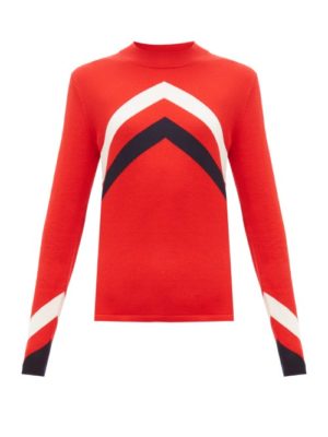 Perfect Moment - Chevron Intarsia Merino Wool Sweater - Womens - Red