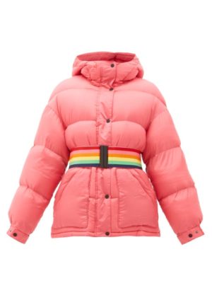 Perfect Moment - Oversized Rainbow Belt Down Filled Ski Jacket - Womens - Pink