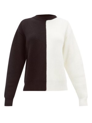 Vaara - Eliza Two Tone Ribbed Wool Sweater - Womens - Black White