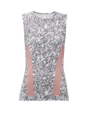 Adidas By Stella Mccartney - Alphaskin Graphic-printed Tank Top - Womens - Grey Multi