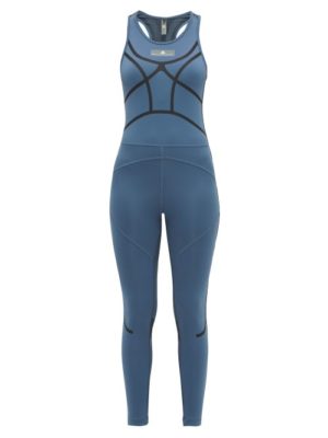 Adidas By Stella Mccartney - Training Logo-print Bodysuit - Womens - Blue