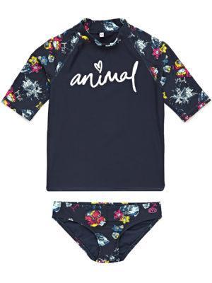 Animal Paddle Girls Rash Vest - Indigo Blue