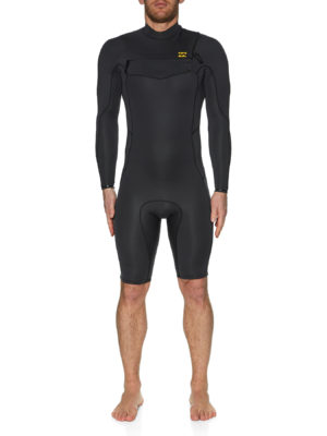 Billabong 2mm Absolute Chest Zip Long Sleeve Shorty Wetsuit - Antique Black