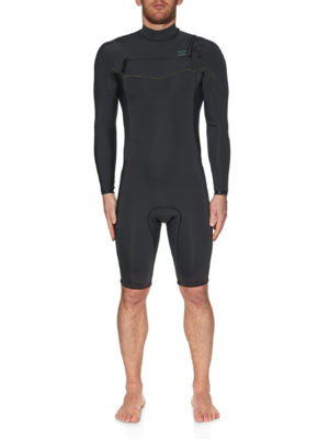 Billabong 2mm Revolution Chest Zip Long Sleeve Shorty Wetsuit - Black Camo