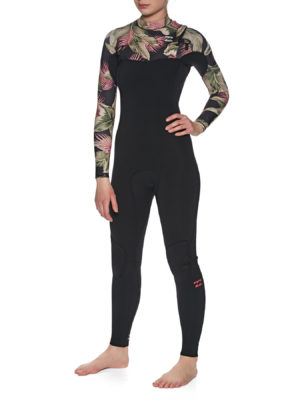 Billabong 3/2mm Furnace Comp Chest Zip Womens Wetsuit - Black Palms