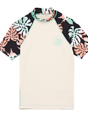 Billabong Flower Ss Girls Rash Vest - Salt Crystal