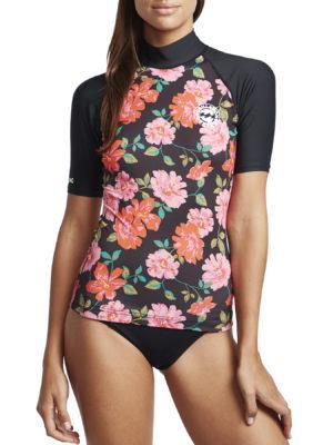 Billabong Flower Ss Womens Rash Vest - Black Floral