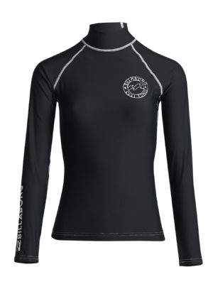 Billabong Logo In Ls Womens Rash Vest - Black Pebble