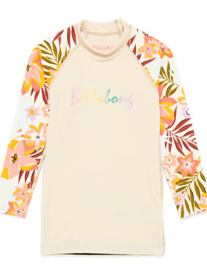 Billabong Logo Ls Girls Rash Vest - Salt Crystal