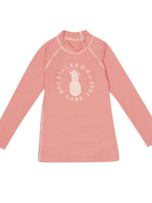 Billabong Logo Ls Girls Rash Vest - Sunkissed Coral