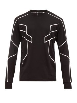 Blackbarrett By Neil Barrett - Geometric-print Cotton-jersey Long-sleeved T-shirt - Mens - Black