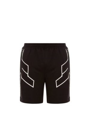 Blackbarrett By Neil Barrett - Geometric-print Jersey Shorts - Mens - Black Multi