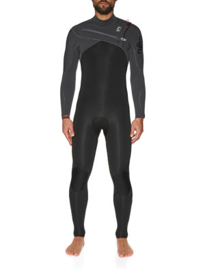 C-Skins ReWired 5/4mm 2019 Chest Zip Wetsuit - Black Slate Diamond Warm Red