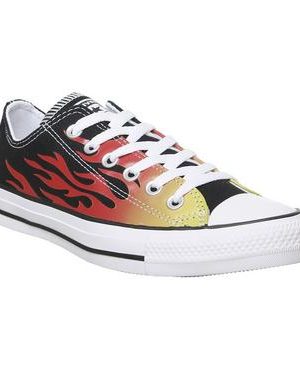 Converse All Star Low BLACK ENAMEL RED FRESH YELLOW FLAME