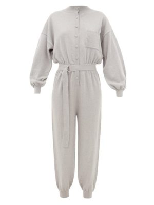 Cordova - Belted Wool-blend Jumpsuit - Womens - Grey