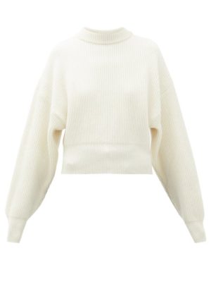 Cordova - Megève Cropped Ribbed-knit Wool Sweater - Womens - Cream