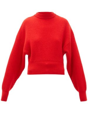 Cordova - Megève Cropped Ribbed-knit Wool Sweater - Womens - Red