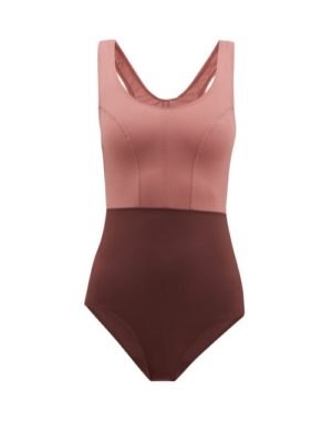 Ernest Leoty - Victoire Two-tone Swimsuit - Womens - Burgundy