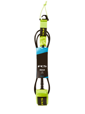 FCS Essential Regular Surf Leash - Fluro Green