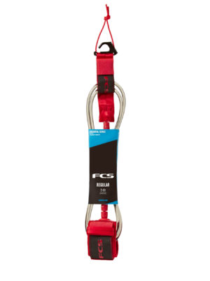 FCS Essential Regular Surf Leash - Red