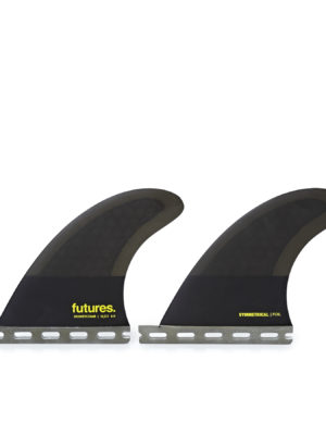 Futures QD2 4.0 Symmetrical Honeycomb Quad Trailer Fin - Smoke Black Yellow