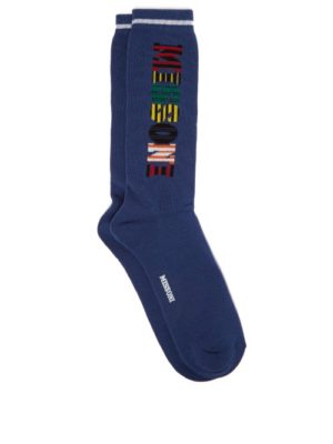 Missoni - Logo-intarsia Cotton-blend Socks - Mens - Blue Multi