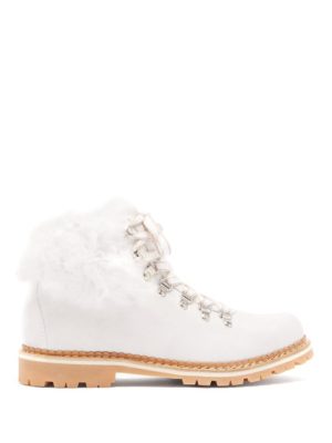 Montelliana - Clara Shearling-lined Suede Après-ski Boots - Womens - White