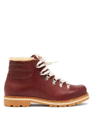 Montelliana - Marlena Shearling-lined Leather Après-ski Boots - Womens - Burgundy