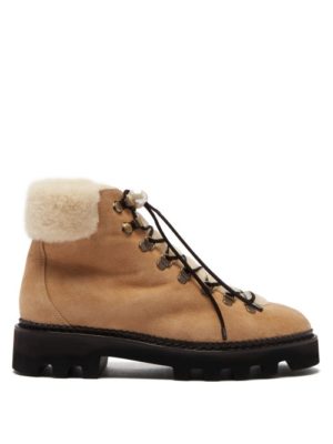 Nicholas Kirkwood - Delfi Shearling And Suede Hiking Boots - Womens - Beige