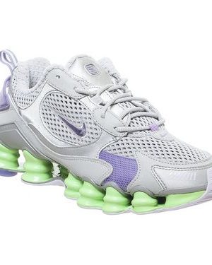 Nike Shox Tl Nova METALLIC PLATINUM SILVER LIME BLAST ATOMIC VIOLET,Silver, White and Violet