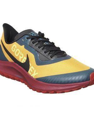 Nike Zoom Pegasus 36 Trail GTX UNIVERSITY GOLD BLACK NOBLE RED,Yellow, Blue and Black