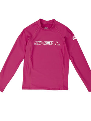 O'Neill Basic Skins Long Sleeve Crew Girls Rash Vest - Watermelon