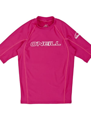 O'Neill Basic Skins Short Sleeve Crew Girls Rash Vest - Watermelon