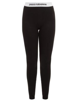 Paco Rabanne - Logo-jacquard Leggings - Womens - Black