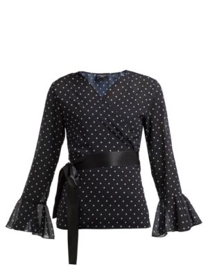 Pepper & Mayne - Dolce Polka-dot Chiffon Wrap Top - Womens - Black White