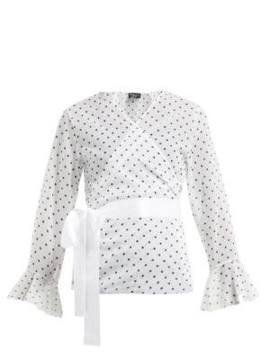 Pepper & Mayne - Dolce Polka-dot Chiffon Wrap Top - Womens - White Black