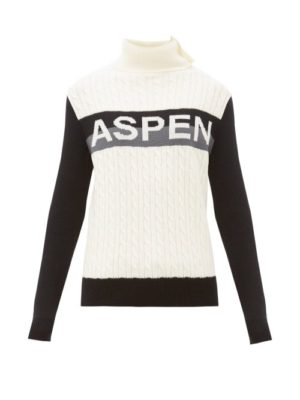 Perfect Moment - Aspen-jacquard Cable-knit Wool Sweater - Womens - Grey