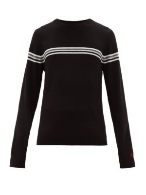 Perfect Moment - Orelle Stripe-intarsia Wool Sweater - Mens - Black