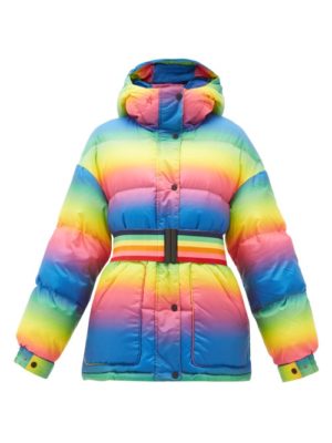 Perfect Moment - Oversized Rainbow-belt Down-filled Ski Jacket - Womens - Rainbow