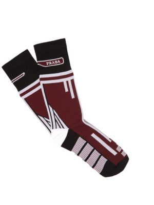 Prada - Patterned Stretch-knit Socks - Mens - Burgundy Multi