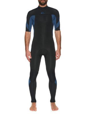 Quiksilver 2/2mm Syncro Back Zip Short Sleeve Wetsuit - Black/Iodine Blue