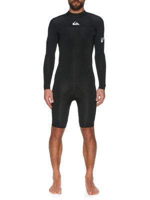 Quiksilver 2mm Syncro Back Zip Long Sleeve Shorty Wetsuit - Black White