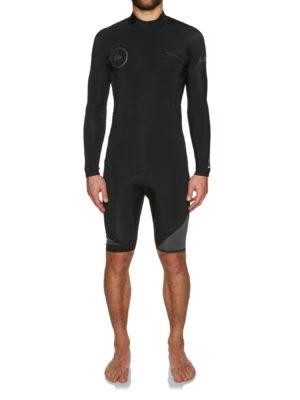 Quiksilver Syncro 2mm 2018 Back Zip Long Sleeve Shorty Wetsuit - Black Jet