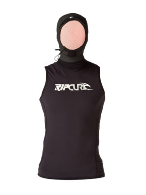 Rip Curl Flash Dry Hooded Sleeveless Rash Vest - Black/ Black